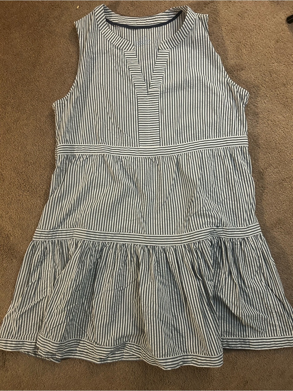 Vineyard Vines Navy & White Striped Sleeveless Peplum Dress